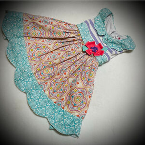 Girls Counting Daisies Casual Dress 2T White Turquoise Floral Easter spring